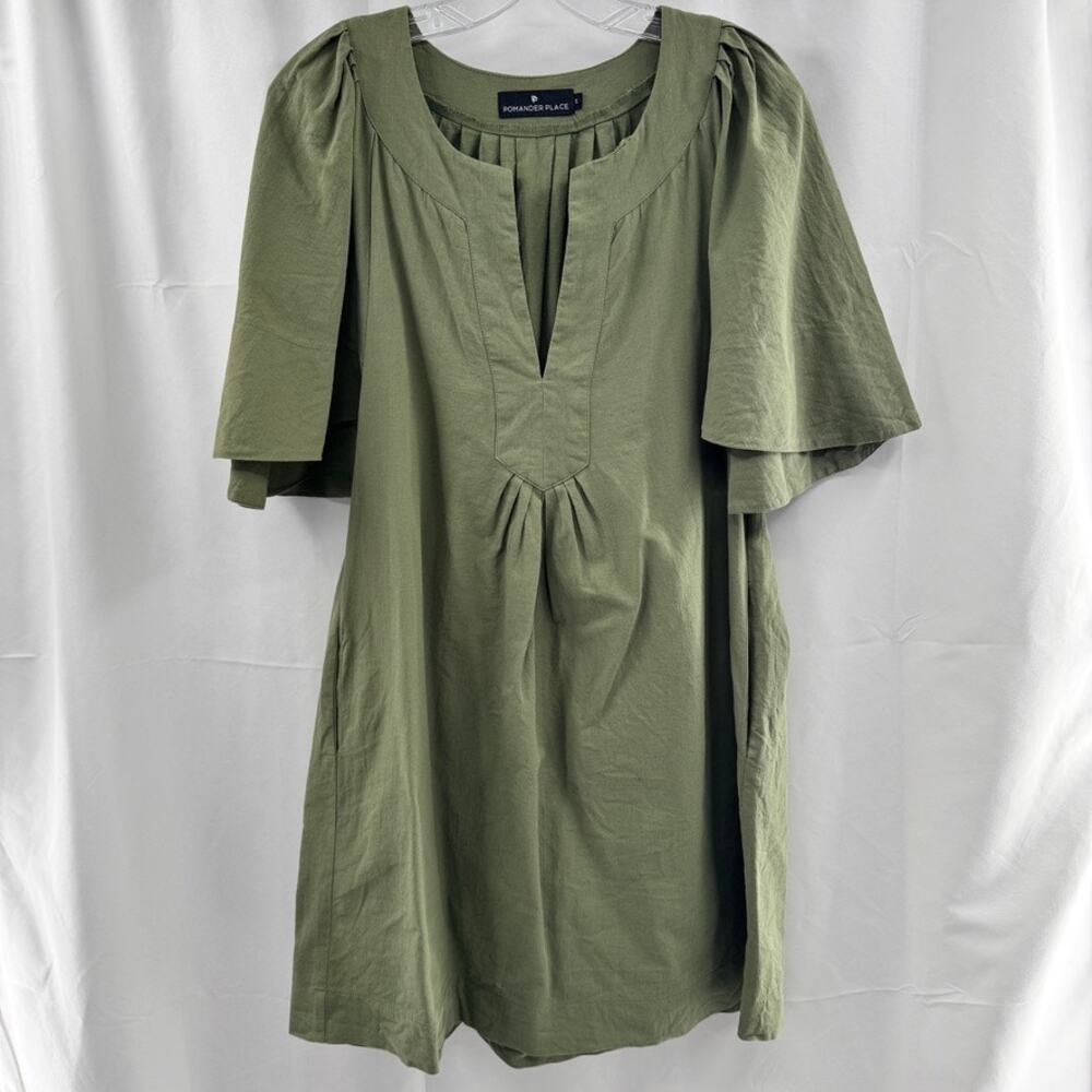 Pomander Place Tuckernuck Finley Mini Dress Sz S Green Flutter Sleeve Babydoll